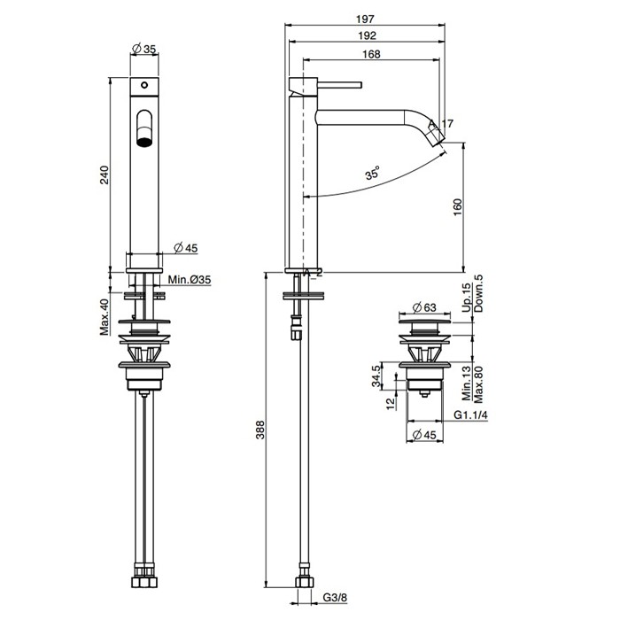 Fima Carlo Frattini смеситель на раковину xs, spillo up, хром арт. f3031lxscr