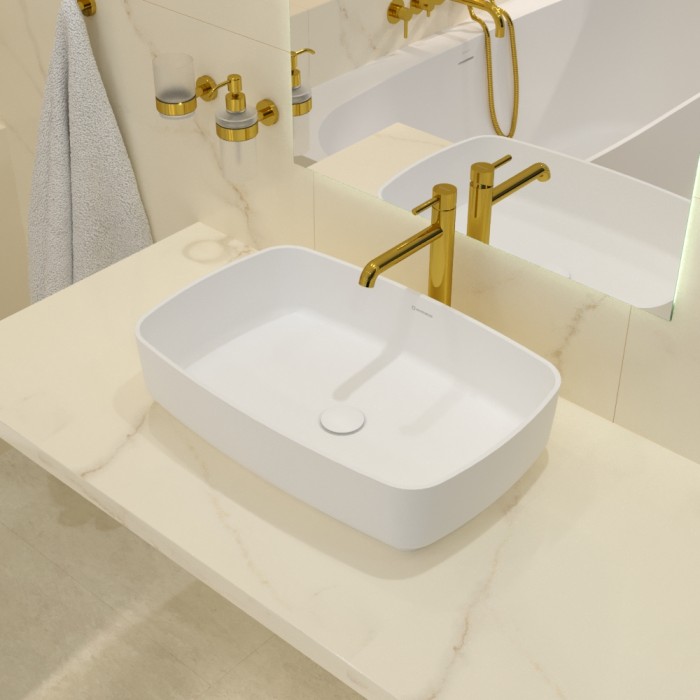 Раковина, накладная 58x38, Whitecross Jasper, белый мат арт. 0741.058038.200