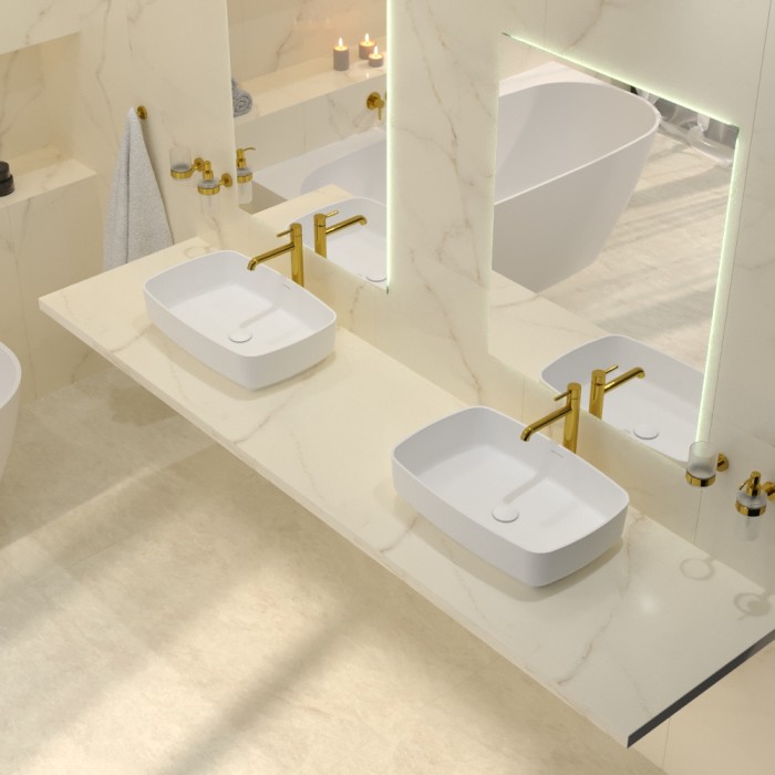 Раковина, накладная 58x38, Whitecross Jasper, белый мат арт. 0741.058038.200