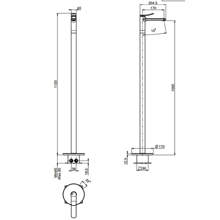 Fima Carlo Frattini смеситель для раковины, напольный, flo, золото арт. f3801/pnor