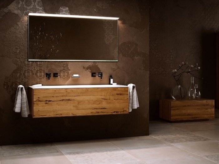 Keuco тумба под умывальник, 1400х400х535 мм отверстие справа 1 ящик фасад из венецианского дуба, edition lignatur, арт. 33372 750221