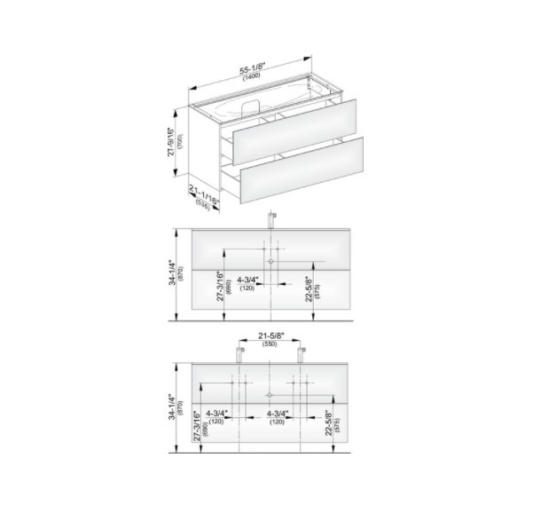 Keuco тумба подвесная под раковину с двумя выдвижными фронтами, edition 11, дуб светлый арт. 31362 890000