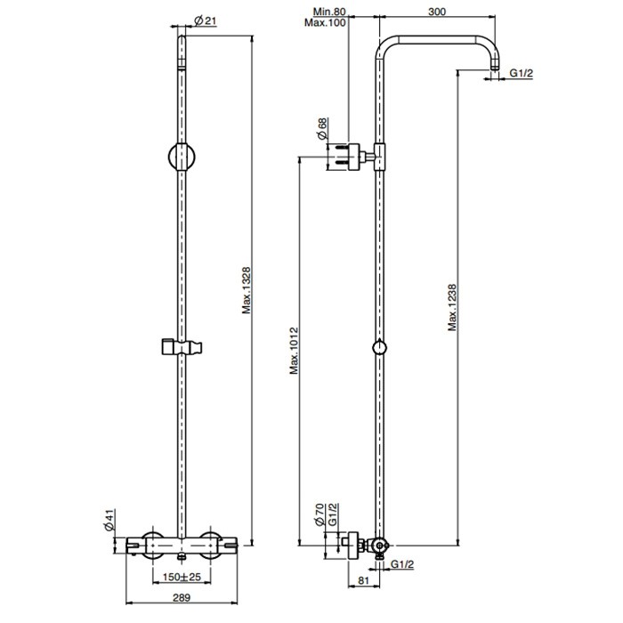 Fima Carlo Frattini смеситель для душа, термостатический, с душевой стойкой colonne doccia, хром арт. f4905scr