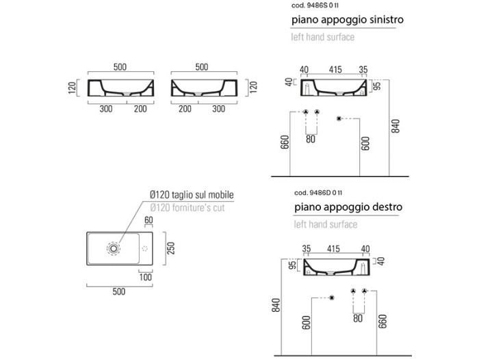 GSI Подвесная раковина 50х25х12 см, санфаянс, Kube-x - 9486011
