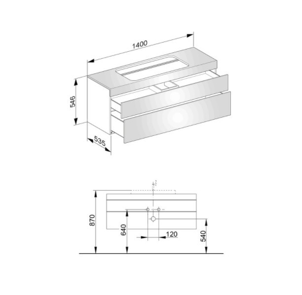 Keuco тумба подвесная под раковину с отверстием под смеситель, с двумя выдвижными фронтами, edition 400, антрацит арт. 31583 390000