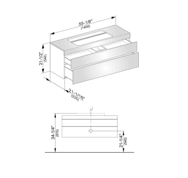 Keuco тумба подвесная под раковину с отверстием под смеситель, с двумя выдвижными фронтами, edition 400, антрацит арт. 31583 390000