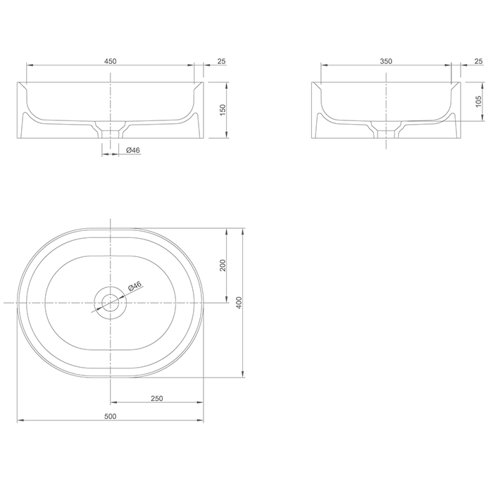 Knief раковина 55х40х15 см, без отв., накладная, без перелива, Glow, 0600-066-01/bi matt цвет: белый