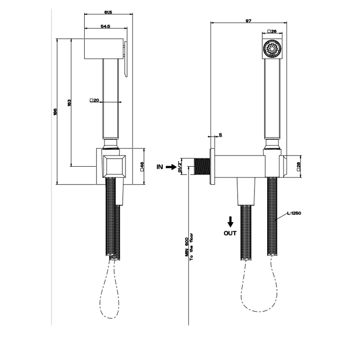 Gessi Гигиенический душ, Eleganza, 46285#031 цвет: хром