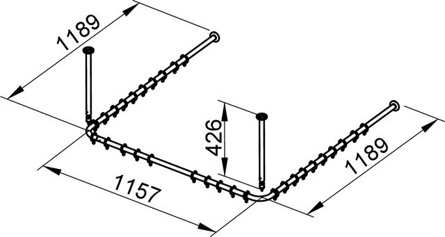 Keuco набор штанг для душевой занавески для квадратного душ.поддона 1200 мм x 1200 мм, plan, темно-серый арт. 14940 071200