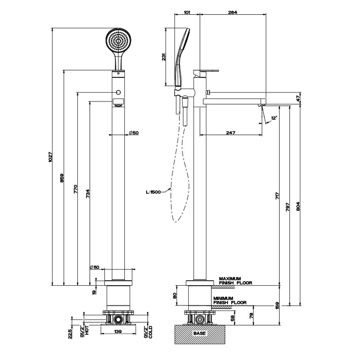 Gessi Встраиваемая часть напольного смесителя для ванны, 46189#031 цвет: