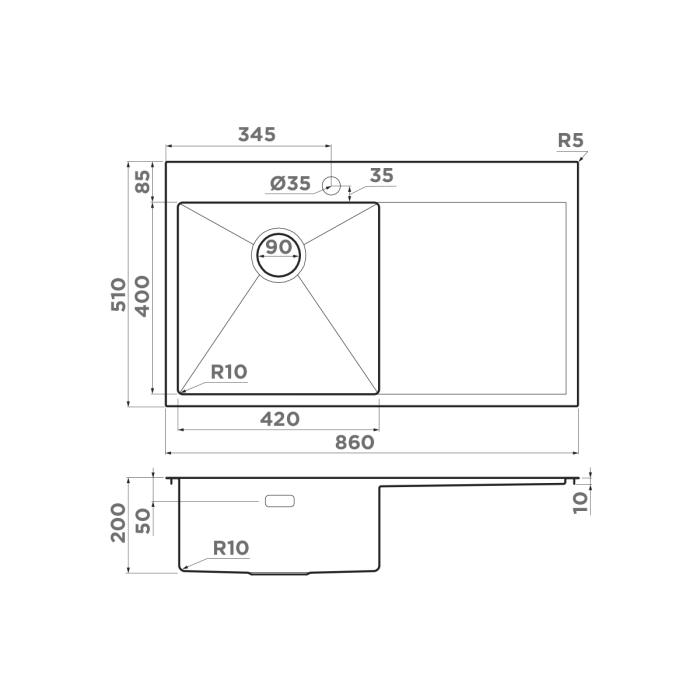 Omoikiri кухонная мойка Akisame 86-L, нержавеющая сталь арт. 4993760