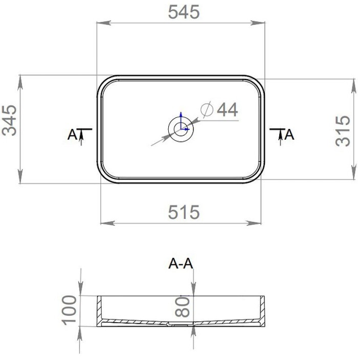 Salini раковина накладная 54,5x34,5, callista, 1101104g цвет: глянцевый белый