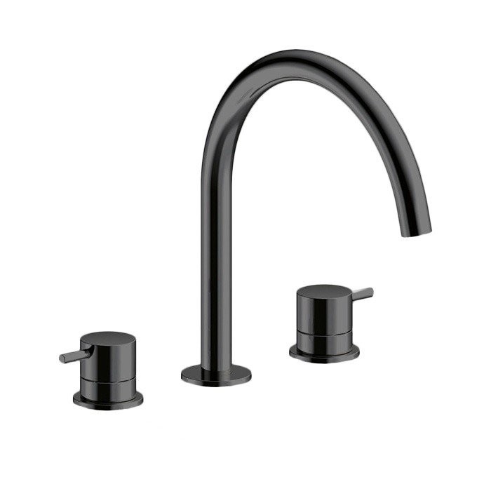 Смеситель для раковины на 3 отверстия, без донного клапана, Almar Mixers, E214004.AB цвет: черный металл брашированный PVD