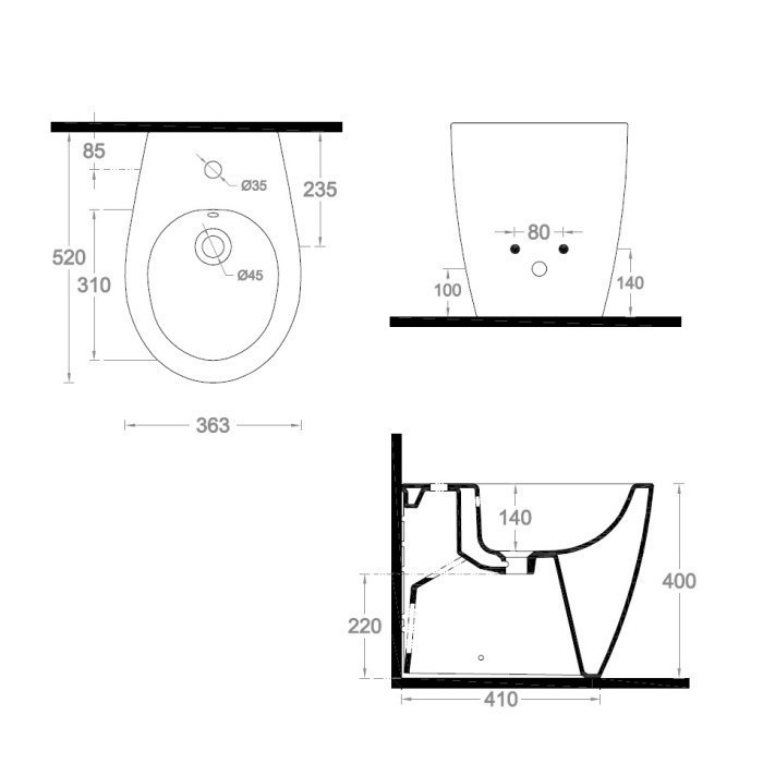 ArtCeram биде (напольное), stb002 01 00 step цвет: белый глянцевый