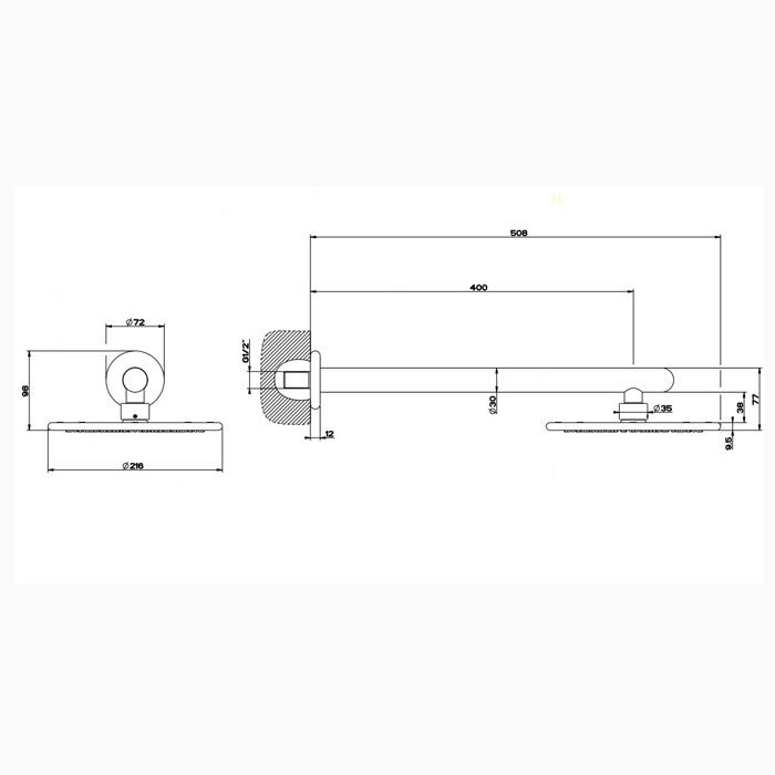 Gessi Верхний душ для настенного крепления d216мм, Goccia, 33755#299 цвет: черный
