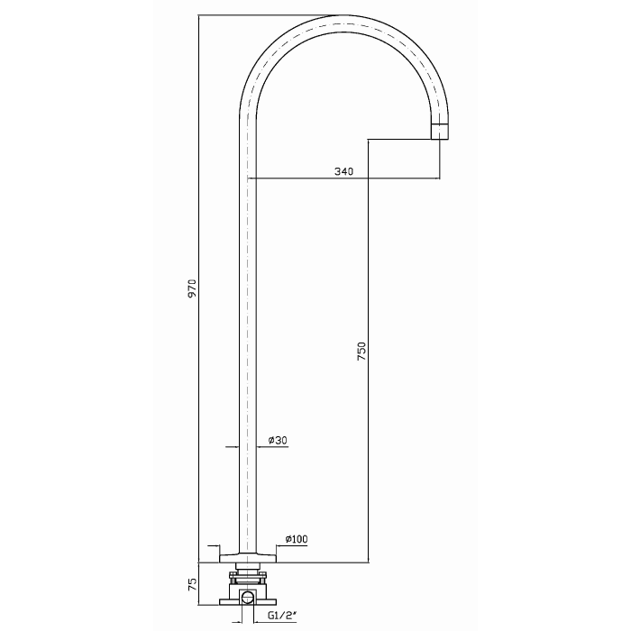 Zucchetti свободностоящий излив для ванны, pan, хром арт. z92059 r99672