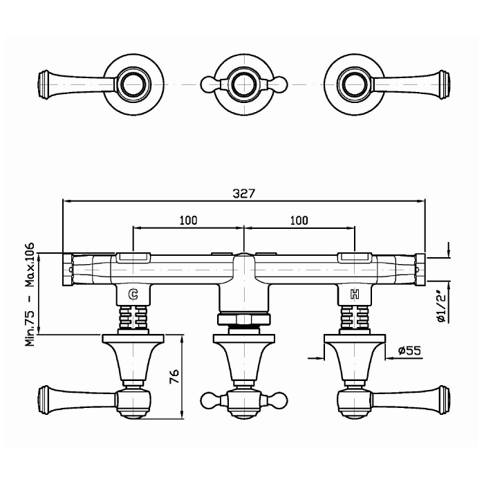 Zucchetti смеситель встроенный для ванны, с двухсторонним переключателем, agora classic, хром арт. zam695 r99508