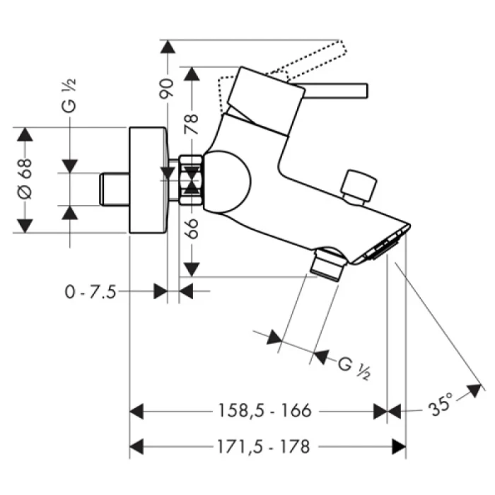 Hansgrohe смеситель для ванны, Talis S2, хром арт. 32440000