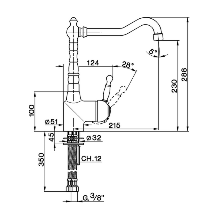 Cisal смеситель для кухни ay00253021 arcana royal цвет: хром