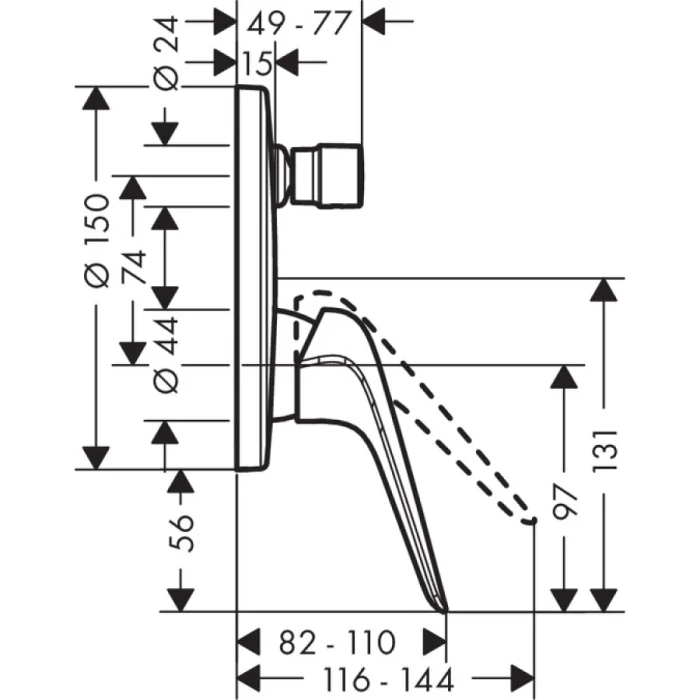 Hansgrohe смеситель для ванны, Novus, хром арт. 71045000
