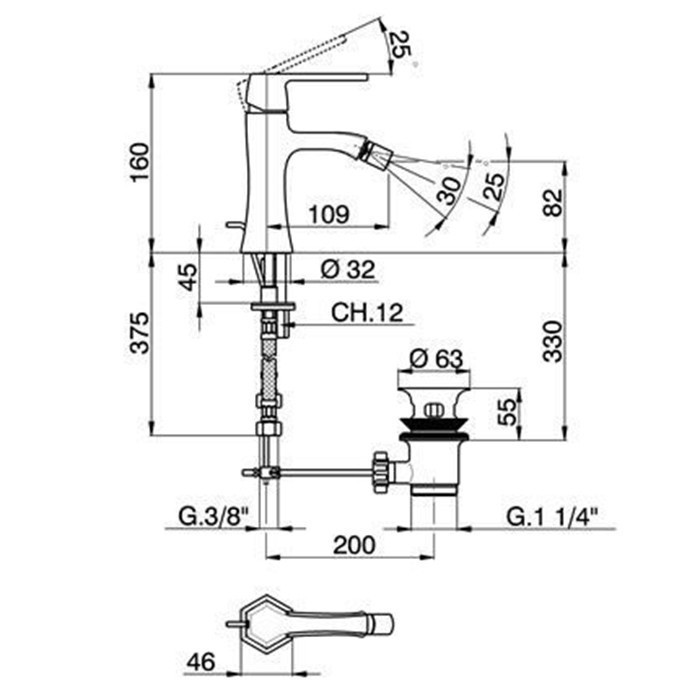 Cisal смеситель для биде ce00055024 cherie cisal, цвет: золото