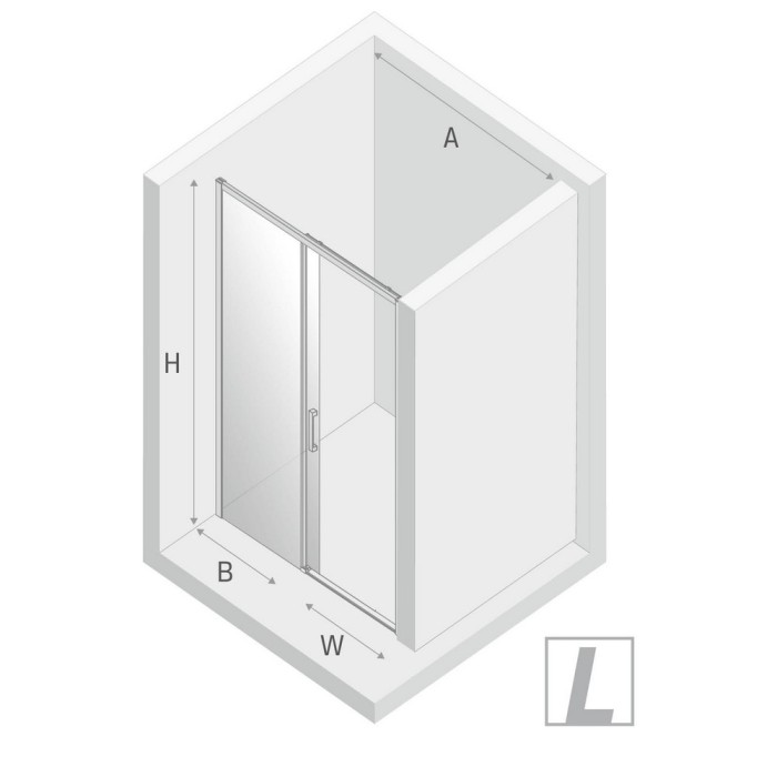 Дверь в нишу prime 130x200 l, New trendy Prime chrome, хром арт. D-0304A