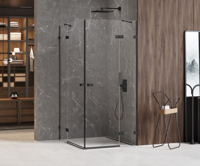 Душевое ограждение 110x80x200, New trendy Avexa black, черный арт. EXK-1842