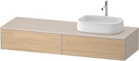 Duravit тумба подвесная с одним вырезом под раковину справа 550 мм х 1600 мм х 281 мм, zencha, ze4814r30830000 цвет: натуральный дуб/серо-коричневый суперматовый