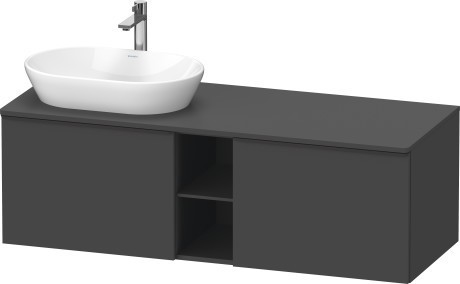 Duravit тумба подвесная под раковину слева 1400 мм х 550 мм и открытой полкой, d-neo, de4950l4949 цвет: графит матовый