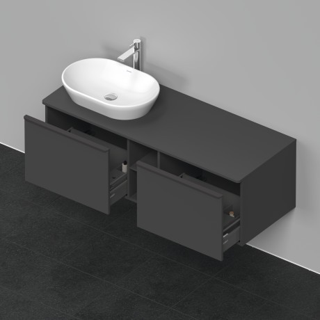 Duravit тумба подвесная под раковину слева 1400 мм х 550 мм и открытой полкой, d-neo, de4950l4949 цвет: графит матовый
