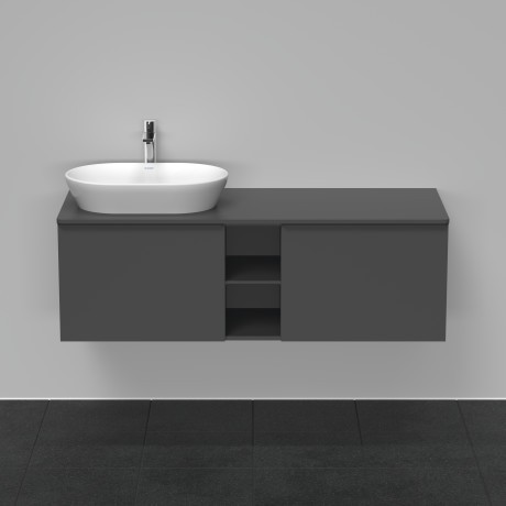 Duravit тумба подвесная под раковину слева 1400 мм х 550 мм и открытой полкой, d-neo, de4950l4949 цвет: графит матовый