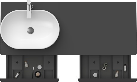 Duravit тумба подвесная под раковину слева 1400 мм х 550 мм и открытой полкой, d-neo, de4950l4949 цвет: графит матовый