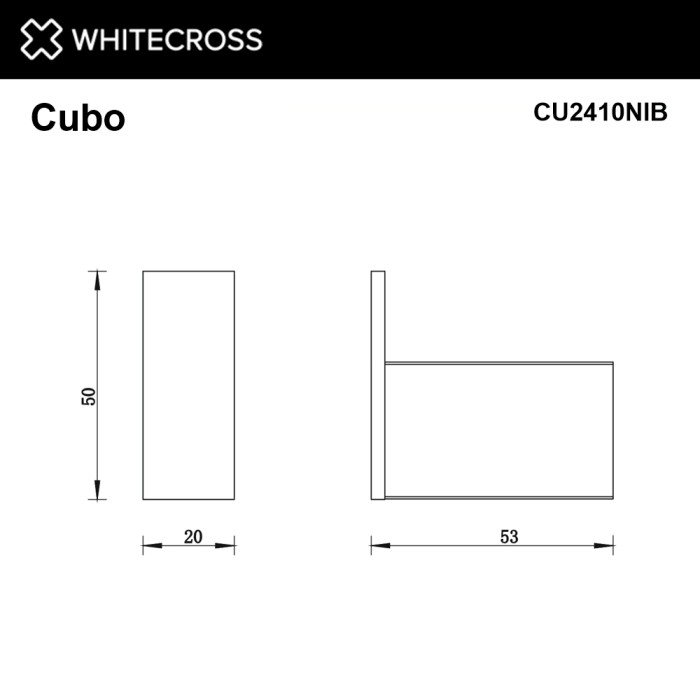 Крючок, для полотенец, Whitecross Cubo nickel brushed, брашированный никель арт. CU2410NIB
