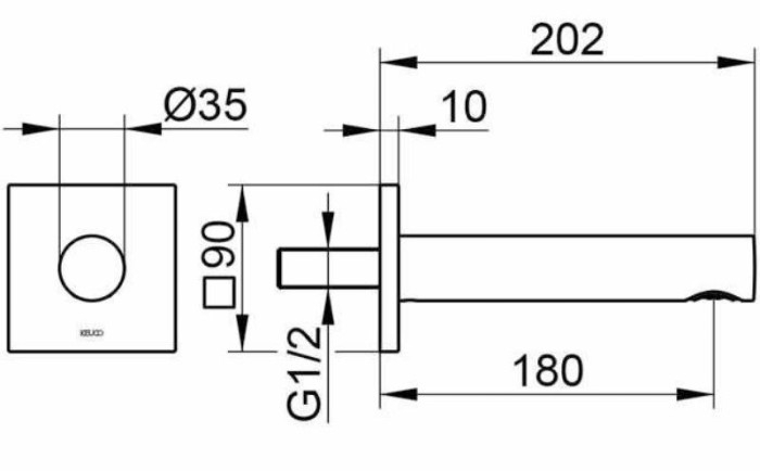 Keuco излив для ванны 202 мм квадратное основание, ixmo, хром арт. 59545 010102