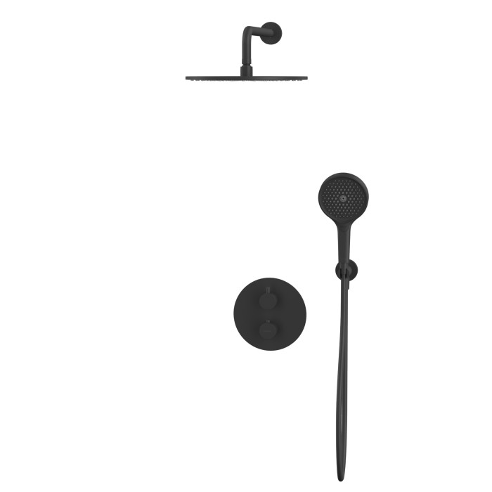 Термостатическая душевая система скрытого монтажа, Whitecross Y black, черный мат арт. YSET08TOPBL