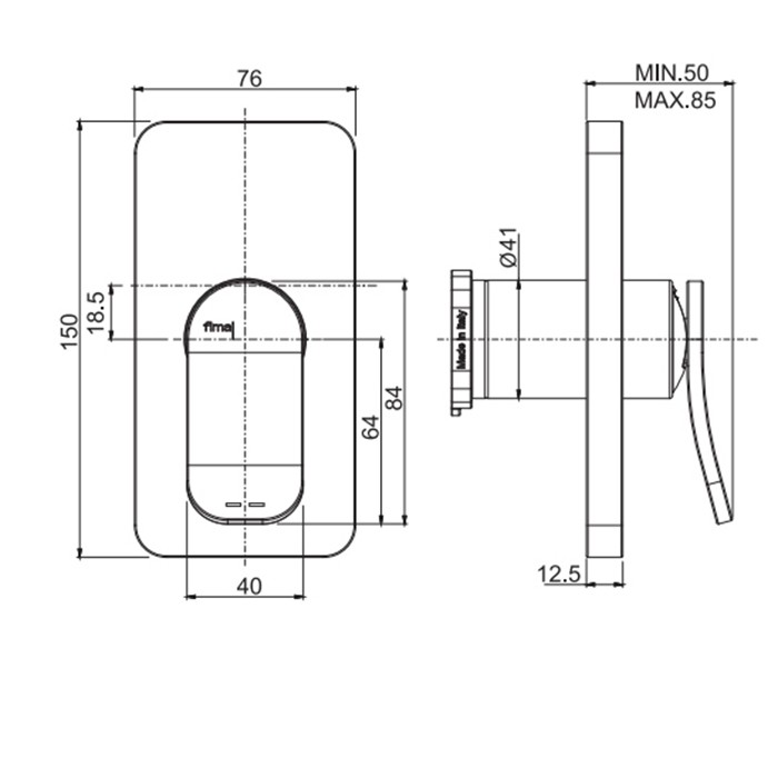 Fima Carlo Frattini смеситель для душа, встраиваемый, flo, хром арт. f3809e1ns