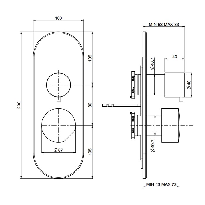 Fima Carlo Frattini смеситель для душа, встраиваемый, с переключателем на 2/3 источника, so, черный арт. f3189x6ns