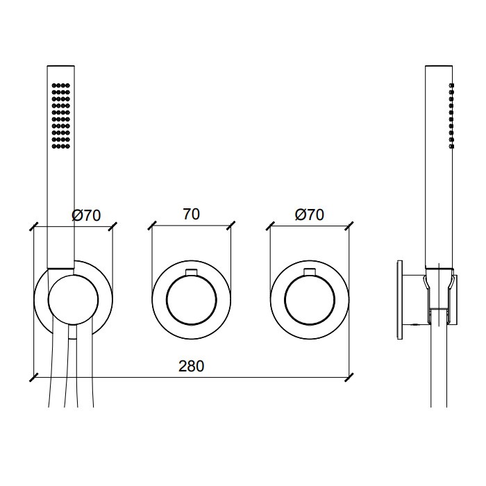 Смеситель для душа, встраиваемый, термостатический, с ручным душем и шлангом, Almar Modular, графит арт. E180133.GM