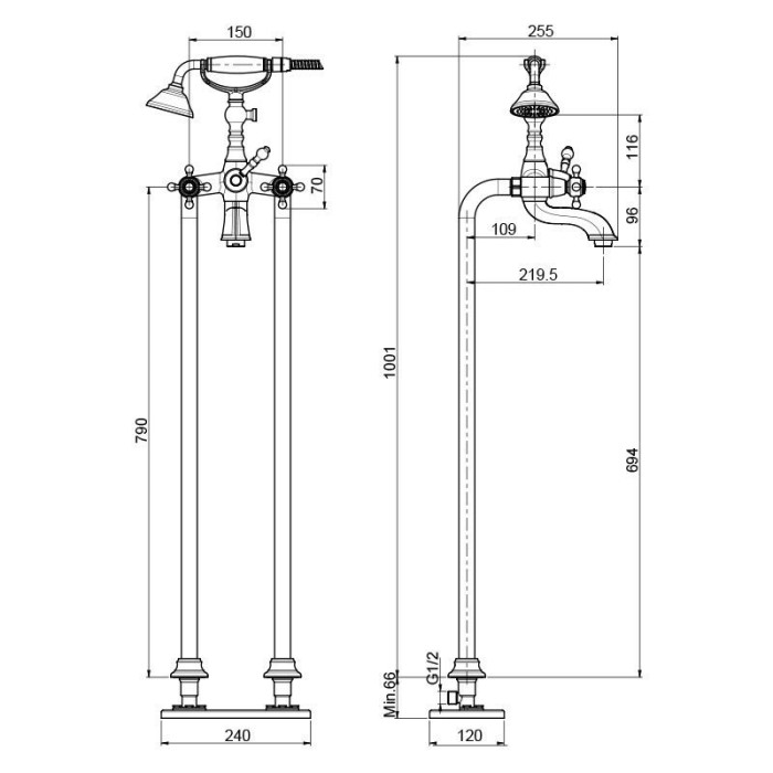 Fima Carlo Frattini смеситель напольный для ванны с душевым комплектом, elizabeth, хром арт. f5084/4cr