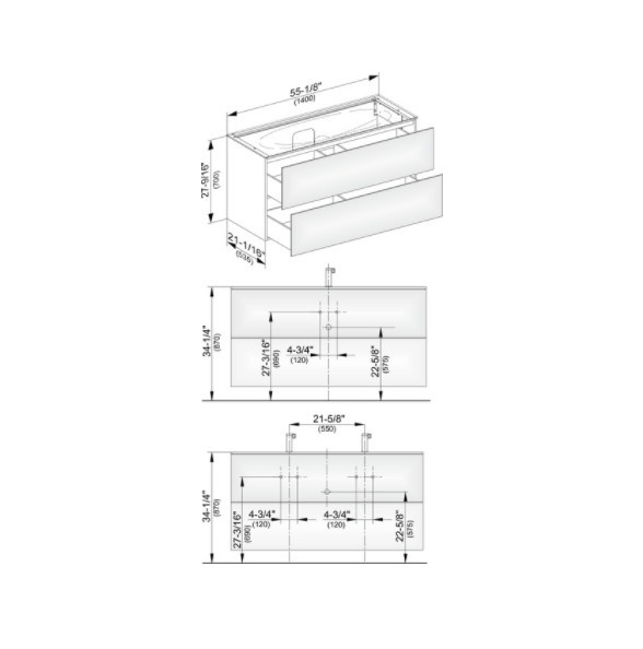 Keuco тумба подвесная под раковину с двумя выдвижными фронтами, edition 11, табачный дуб арт. 31362 850000