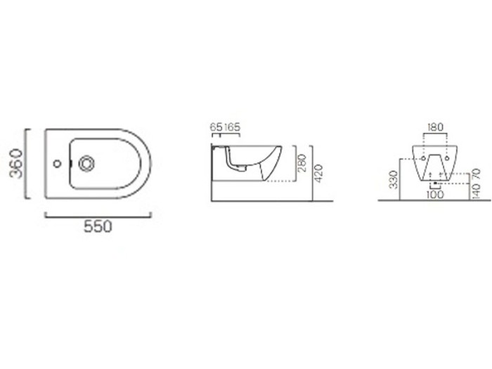 GSI Биде подвисное 36х55 см, creta matte, Color-elements - 8865108