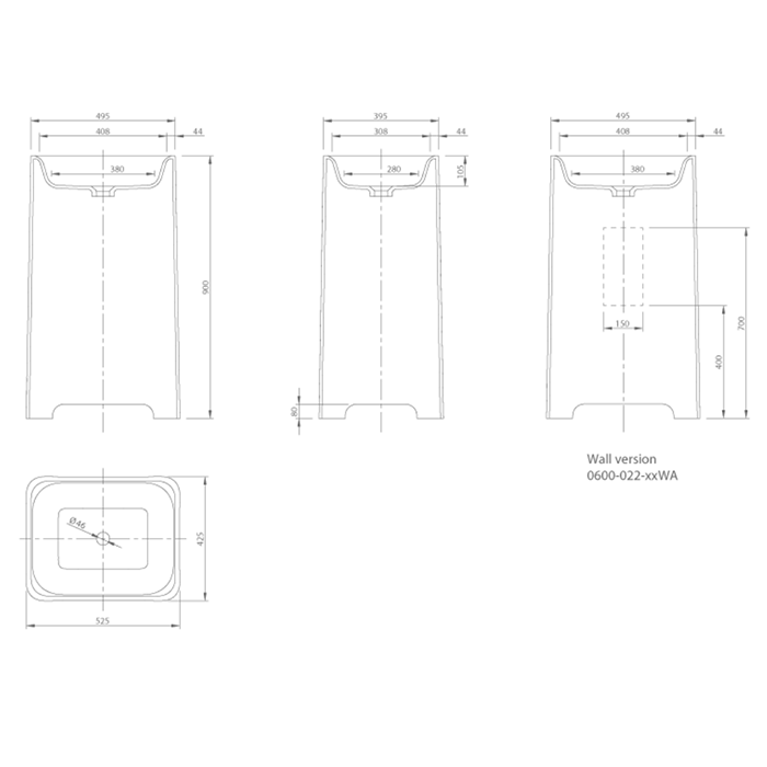 Knief раковина накладная 60х45х116 cm, без отв под смеситель, Glam, 0600-083-01 цвет: белый