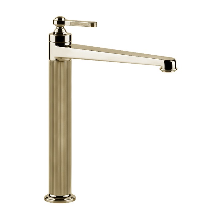 Gessi Смеситель для раковины на 1 отверстие, однорычажный, высокий, в комплекте с донным клапаном, Venti20, 65003#710 цвет: brass pvd
