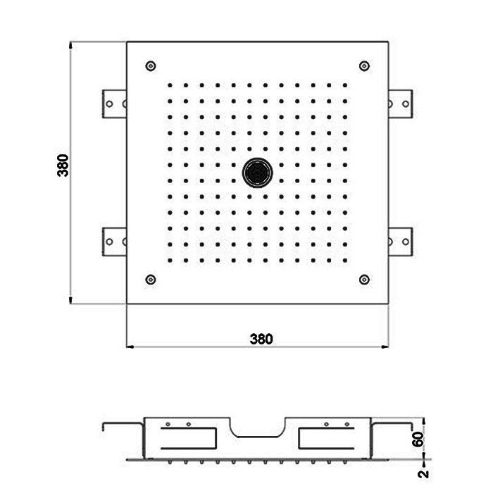 Встраиваемый верхний душ 380х380 мм, 2 типа струи, Almar Temptation, E044258.CO цвет: медь брашированная PVD