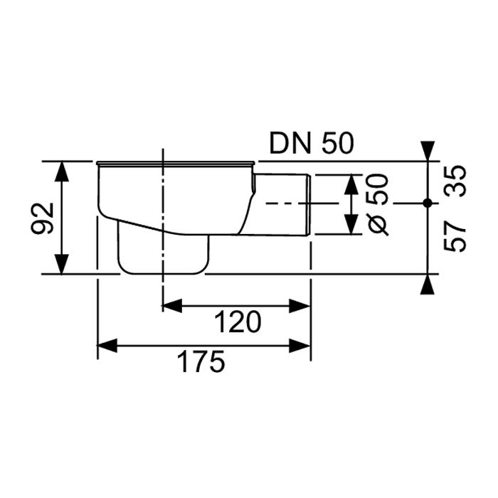 TECE сифон, 0,8 л/c, dn 50, выход вбок, высота монтажа от нижнего края сифона до верхнего края слива – 120 мм., drainline - 650001