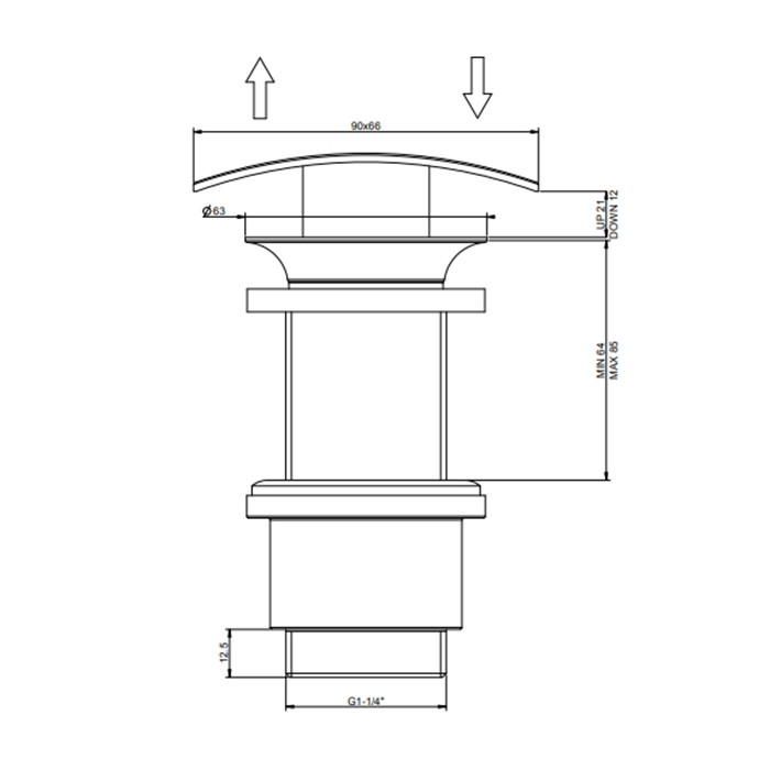 Gessi Автоматический донный клапан “Stop&Go” для раковины без   перелива, черный - 29092#707