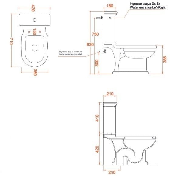 ArtCeram унитаз напольный (компакт | моноблок), hev008 01 00 hermitage цвет: белый глянцевый