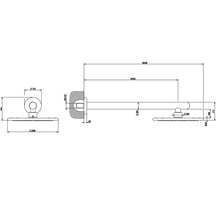 Gessi Верхний душ для настенного крепления d216мм, Goccia, 33755#279 цвет: белый