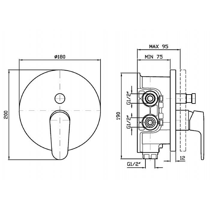 Zucchetti встроенный однорычажный смеситель с переключателем для системы zeta, sun, хром арт. zsn096 r97800
