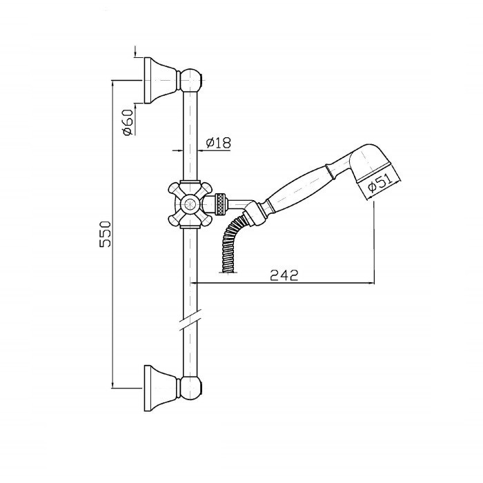 Zucchetti стойка для душа, с регулируемым кронштейном, с ручным душем, 80см, delfi, хром арт. z92485 z9472p.c